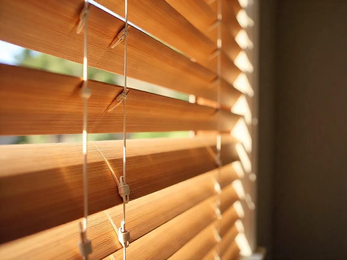 Natural timber venetian blinds bringing warmth and organic texture to interior design
